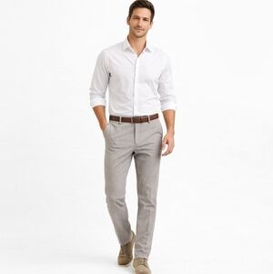 14th & Union Slim Fit Performance Pants | 33W | Stretch Heather Grey Dress Pants